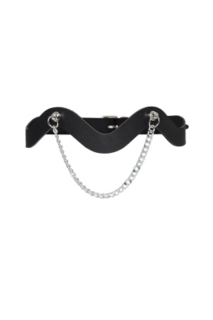 Чокер-волна с цепочкой Pecado BDSM, натуральная кожа, черный
