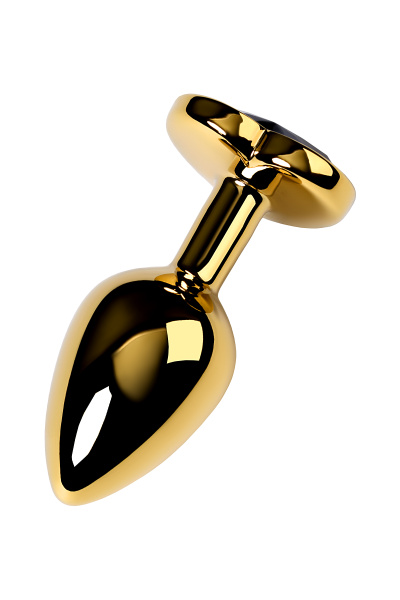 Анальная втулка TOYFA Metall, металл, золотая с черным кристаллом, 8 см, Ø 3,4 см, 85 гр