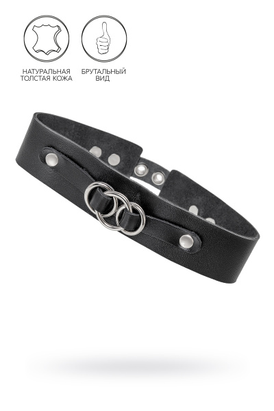 Чокер-ошейник Pecado BDSM, со связанными кольцами на подложке,чёрный