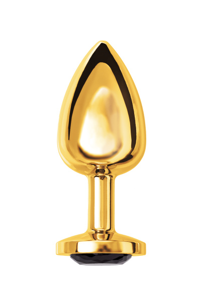 Анальная втулка TOYFA Metall,  металл, золотая,  с черным кристаллом, 10 см, Ø 4 см