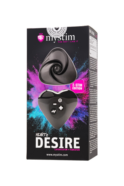 Вибратор Mystim Heart ́s Desire с электростимуляцией, силикон, черный, 6,7 см