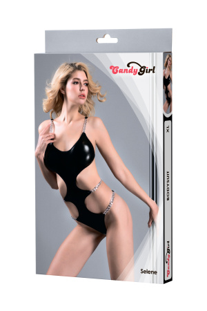 Боди с металлическими цепочками Candy Girl Selene черное, XL