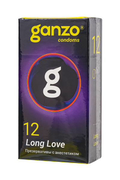Презервативы Ganzo, Long Love,с анастетиком, латекс,18 см, 5,2 см, 12 шт.