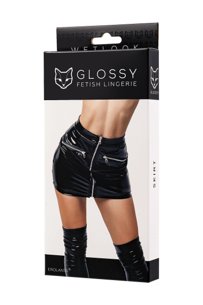 Юбка Glossy Billie из материала Wetlook, черный, S