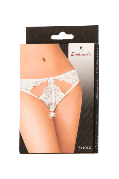Трусики эротические кружевные с ажурными вырезами, белые, (50-52)