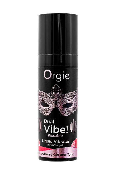Съедобный гель с эффектом вибрации Orgie DUAL VIBE! Strawberry Gin And Tonic, на водной основе, 15мл