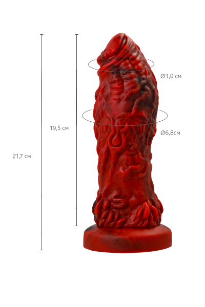 Вибратор Black&Red by Toyfa Monster Docus, силикон, красно-черный, 20 см