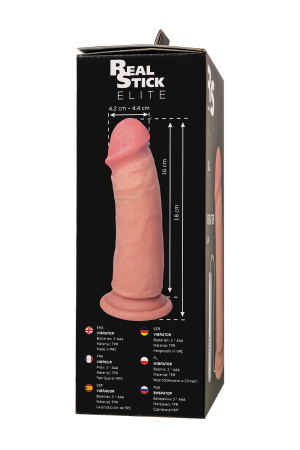 Вибратор реалистичный  TOYFA RealStick Elite Vibro, TPR, телесный, 7 режимов вибрации, 18 см