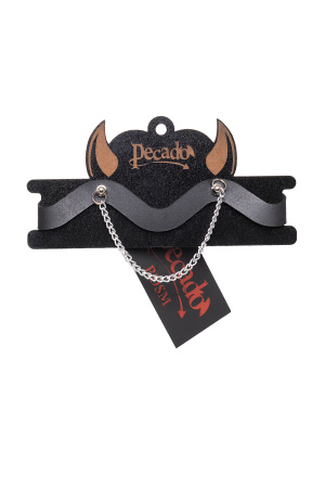 Чокер-волна с цепочкой Pecado BDSM, натуральная кожа, черный