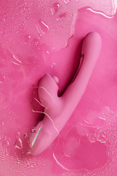 Вибратор с двигающимся язычком и стимулирующим шариком, JOS Monti, силикон, розовый, 24 см