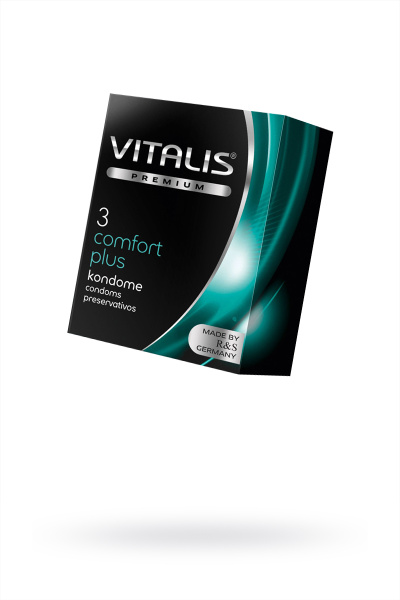 Презервативы Vitalis, premium, comfort plus, анатомичные, 18 см, 5,3 см, 3 шт.
