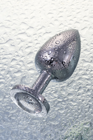 Анальная втулка  TOYFA Metall, металл, серебрянная, с белым  кристаллом, 10 см, Ø 4 см