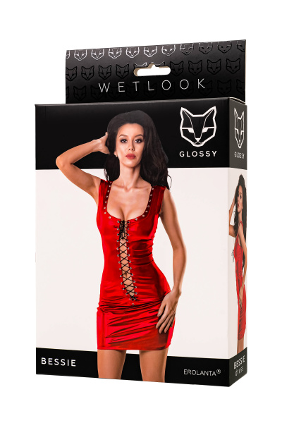 Платье Glossy Bessie из материала Wetlook, красный, S