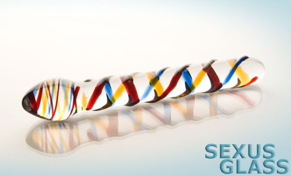 Двусторонний фаллоимитатор Sexus Glass, стекло, прозрачный, 19,5 см