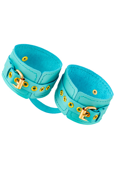 Оковы Pecado BDSM, прямоугольные, однослойные, натуральная кожа, голубой