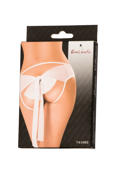 Трусики эротические Erolanta Lingerie Collection из стрейч-сетки с бантом белые, (54-56)