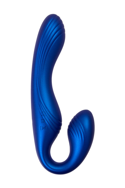 Страпон безремневой L`Eroina APP ARDEE с управлением от приложения и пульта, силикон, синий, 31 см