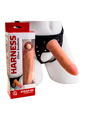 Фаллоимитатор из неоскина с поясом ''Harness'', телесный, 17,5 см, Ø 3,8