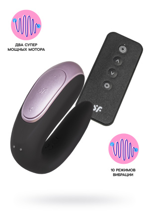Многофункциональный стимулятор для пар Satisfyer Partner Double Fun, силикон, черный, 18 см