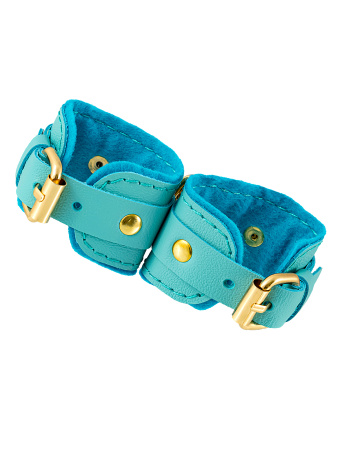 Наручники-браслеты Pecado BDSM, «МИНИ», двуслойный, оригинальная сцепка, натуральная кожа, голубой